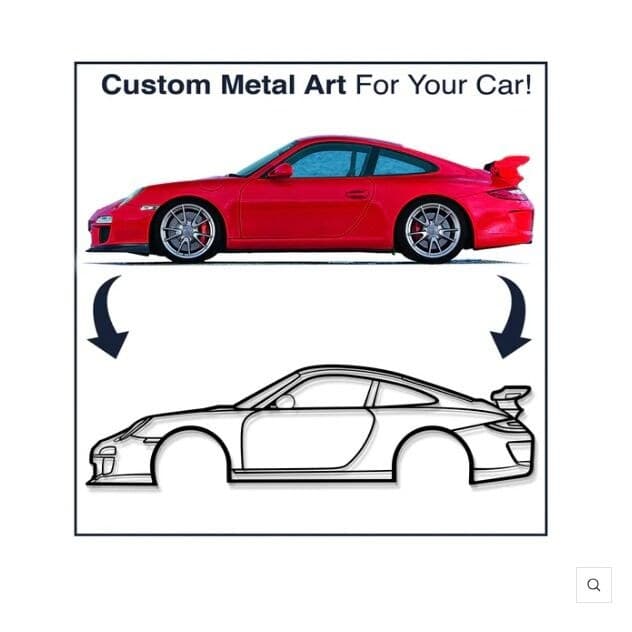 Custom Car Metal Art, a finished metal car art piece on a wall